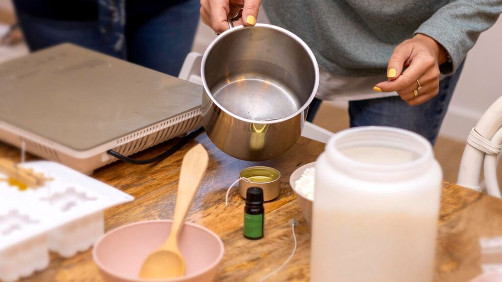 candle making ingredients on table