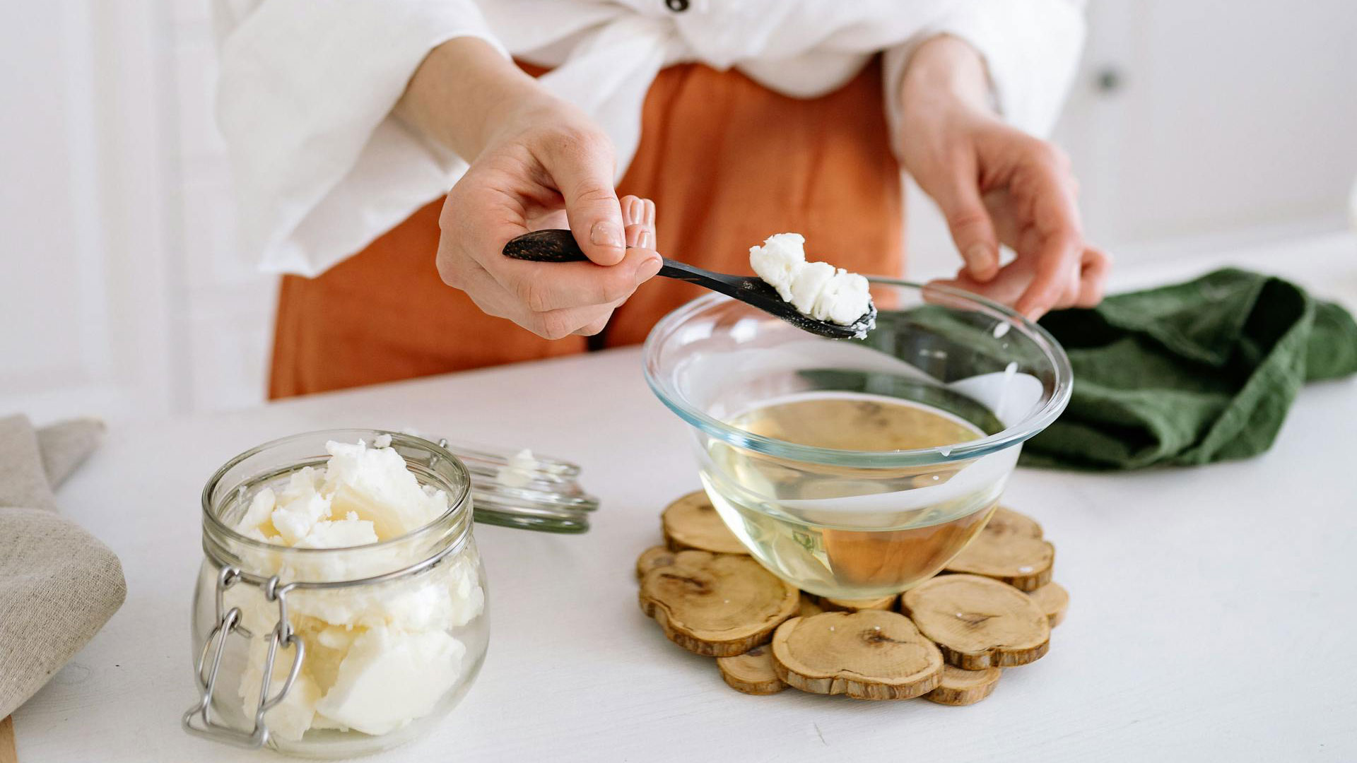 using scented wax to make candles