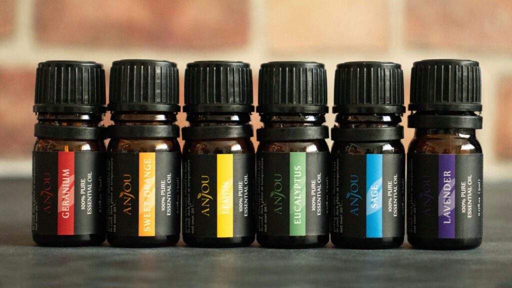 Essential oils stored in plastic bottles