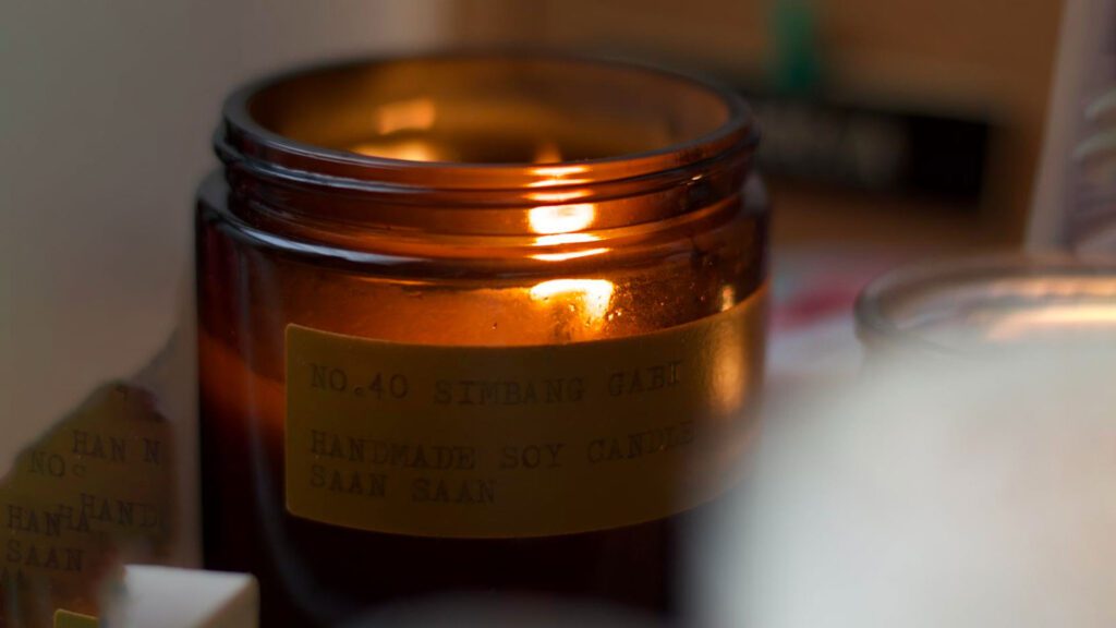 Candle jar turn black due to fire