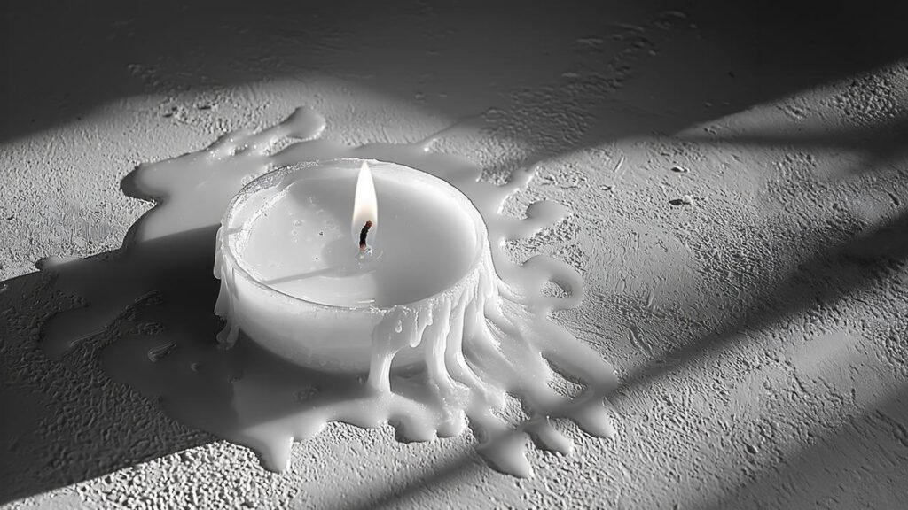 When Candles Burn wax melts on the ground
