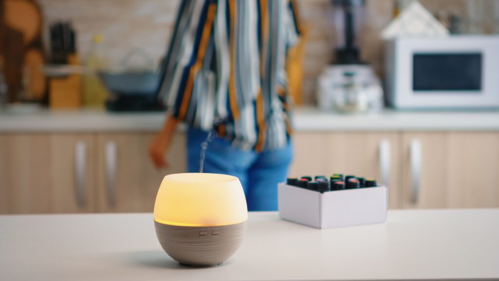 Diffuser air freshener placed on kitchen table